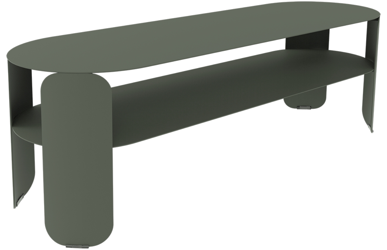 Šedozelený kovový zahradní konferenční stolek Fermob Bebop 120 x 40 cm Fermob