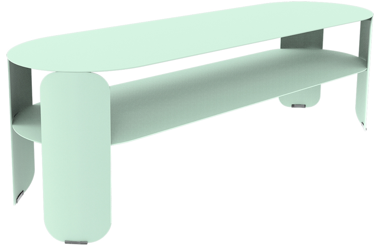 Mátově zelený kovový zahradní konferenční stolek Fermob Bebop 120 x 40 cm Fermob