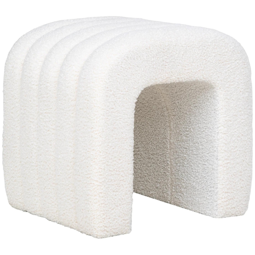 Nordic Living Bílý bouclé taburet Colma 41 x 35 cm Nordic Living