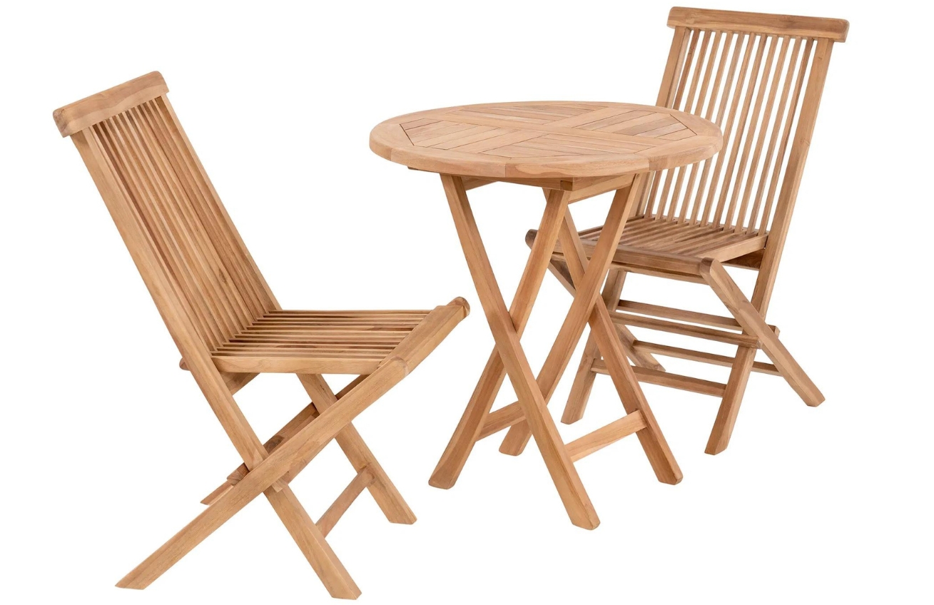 Nordic Living Teakový zahradní set dvou židlí a stolku Koby Nordic Living