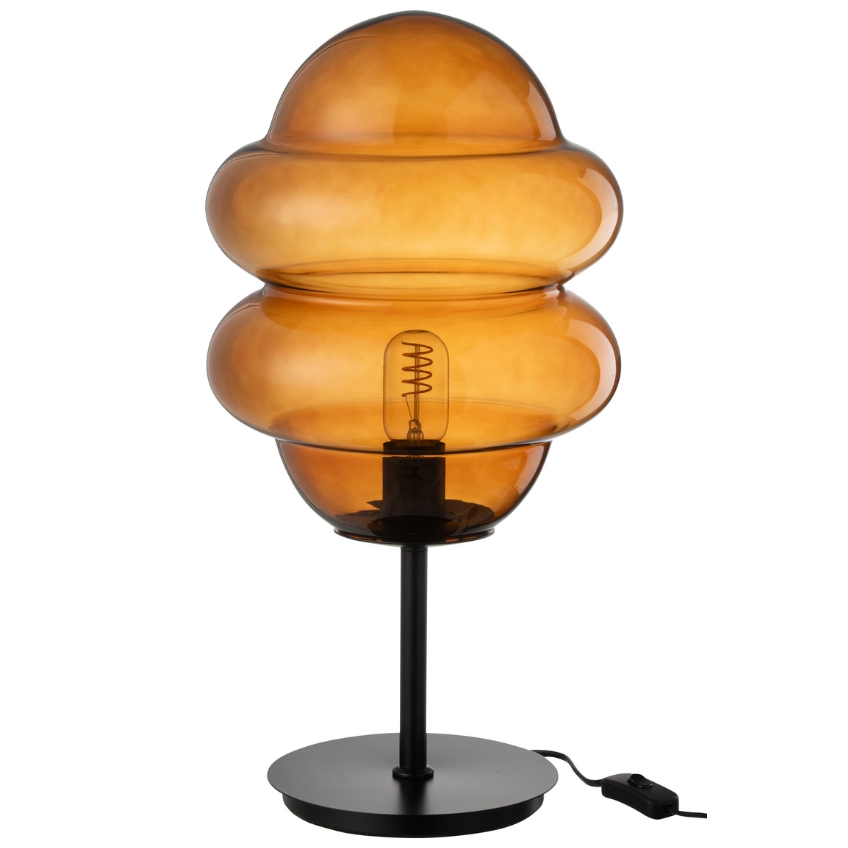 Hnědá skleněná stolní lampa J-line Sponky J-line