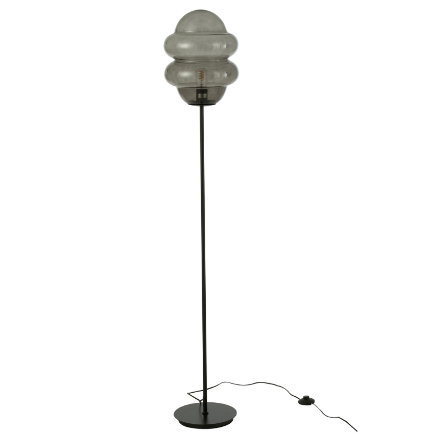 Šedá skleněná stojací lampa J-line Sponky 160 cm J-line