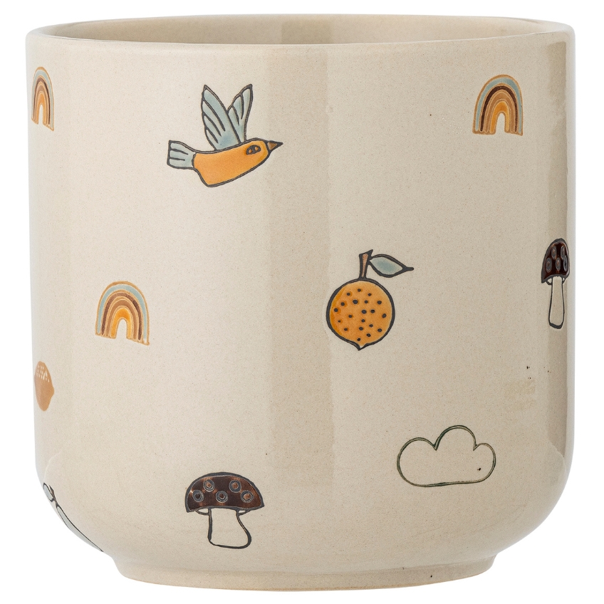 Béžový kameninový květináč Bloomingville Agnes 16 cm Bloomingville