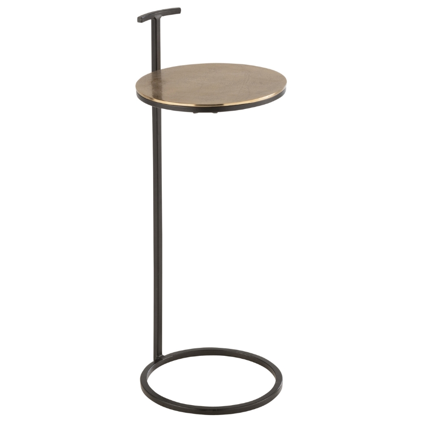 Černo-zlatý kovový odkládací stolek J-line Tinoli 25 cm J-line