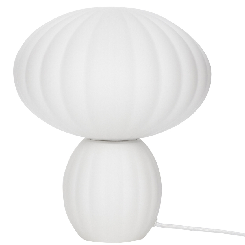 Bílá skleněná stolní lampa Hübsch Kumu 28 cm Hübsch
