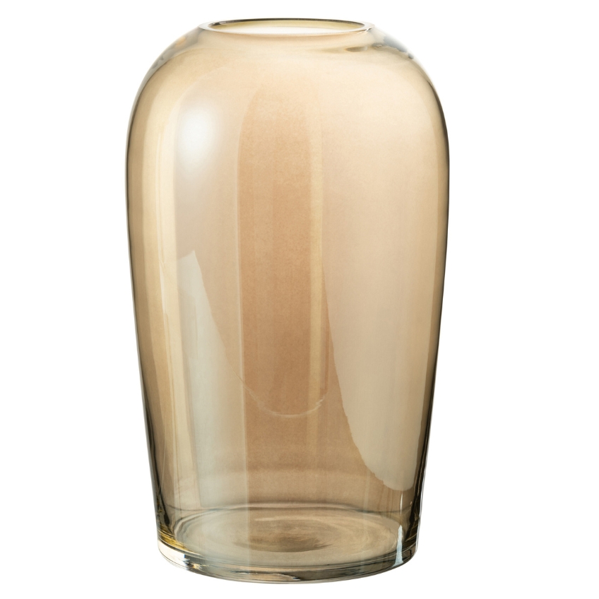 Hnědá skleněná váza J-Line Egglio 30 cm J-line