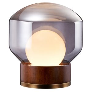 Kouřově &scaron;ed&aacute; skleněn&aacute; stoln&iacute; LED lampa Miotto Danoia Miotto