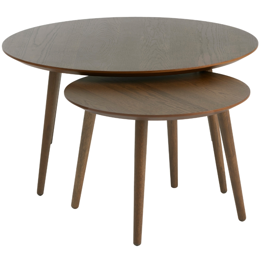 Set dvou tmavých dubových konferenčních stolků Unique Furniture Adda 58/88 cm Unique Furniture
