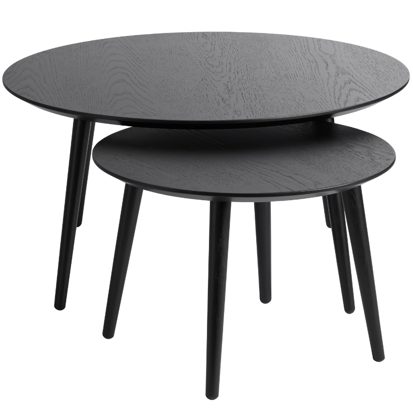 Set dvou černých dubových konferenčních stolků Unique Furniture Adda 58/88 cm Unique Furniture