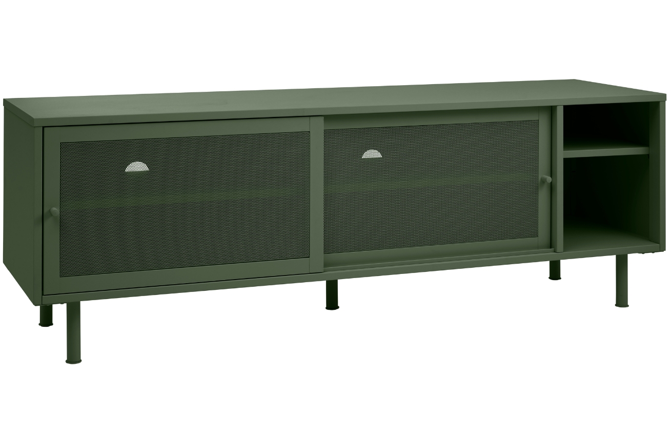 Olivově zelený kovový TV stolek Unique Furniture Veep 160 x 45 cm Unique Furniture