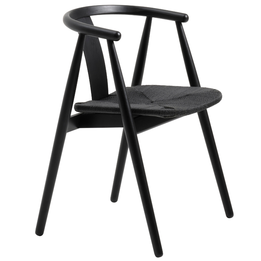 Černá dubová jídelní židle Unique Furniture Relate s výpletem Unique Furniture