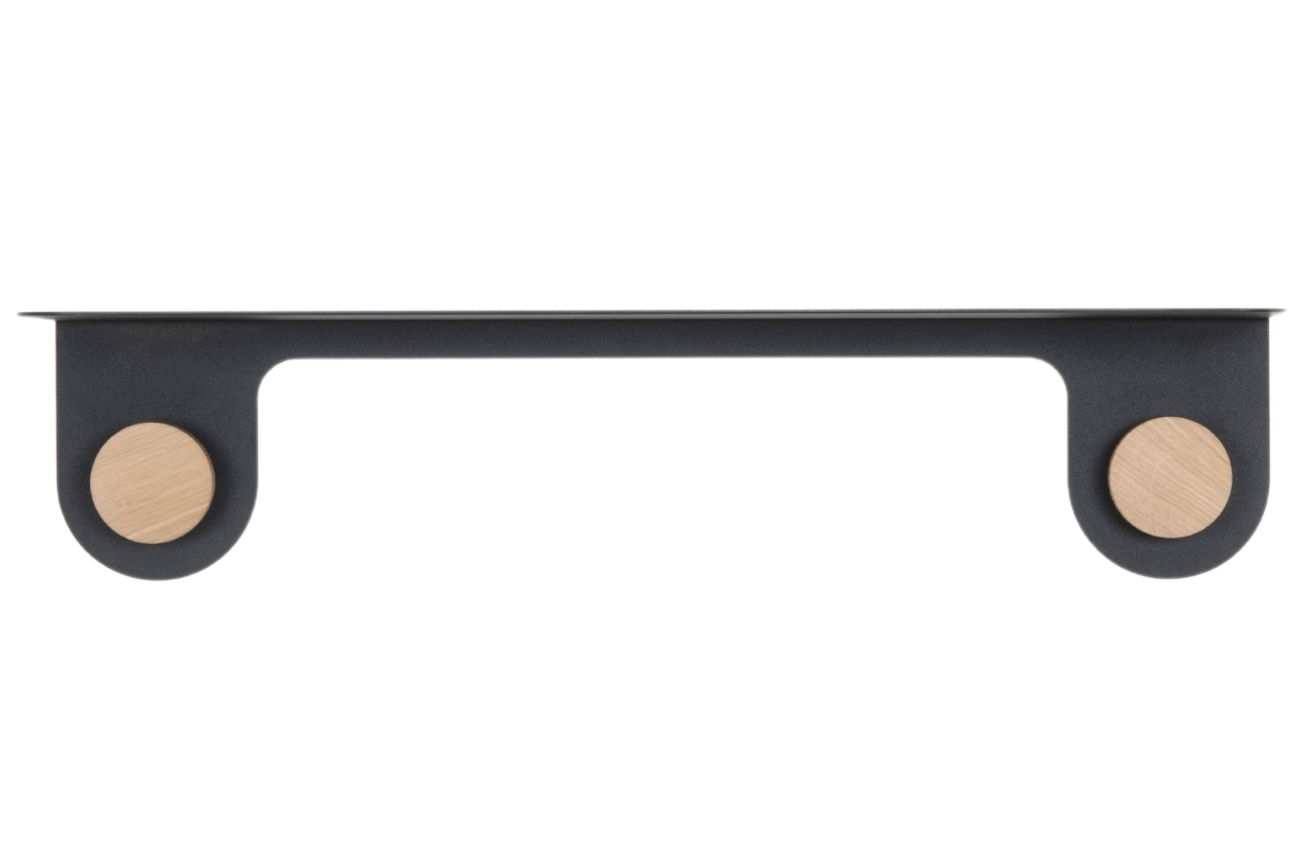 Gazzda Černá kovová nástěnná police Hook 13 x 60 cm Gazzda