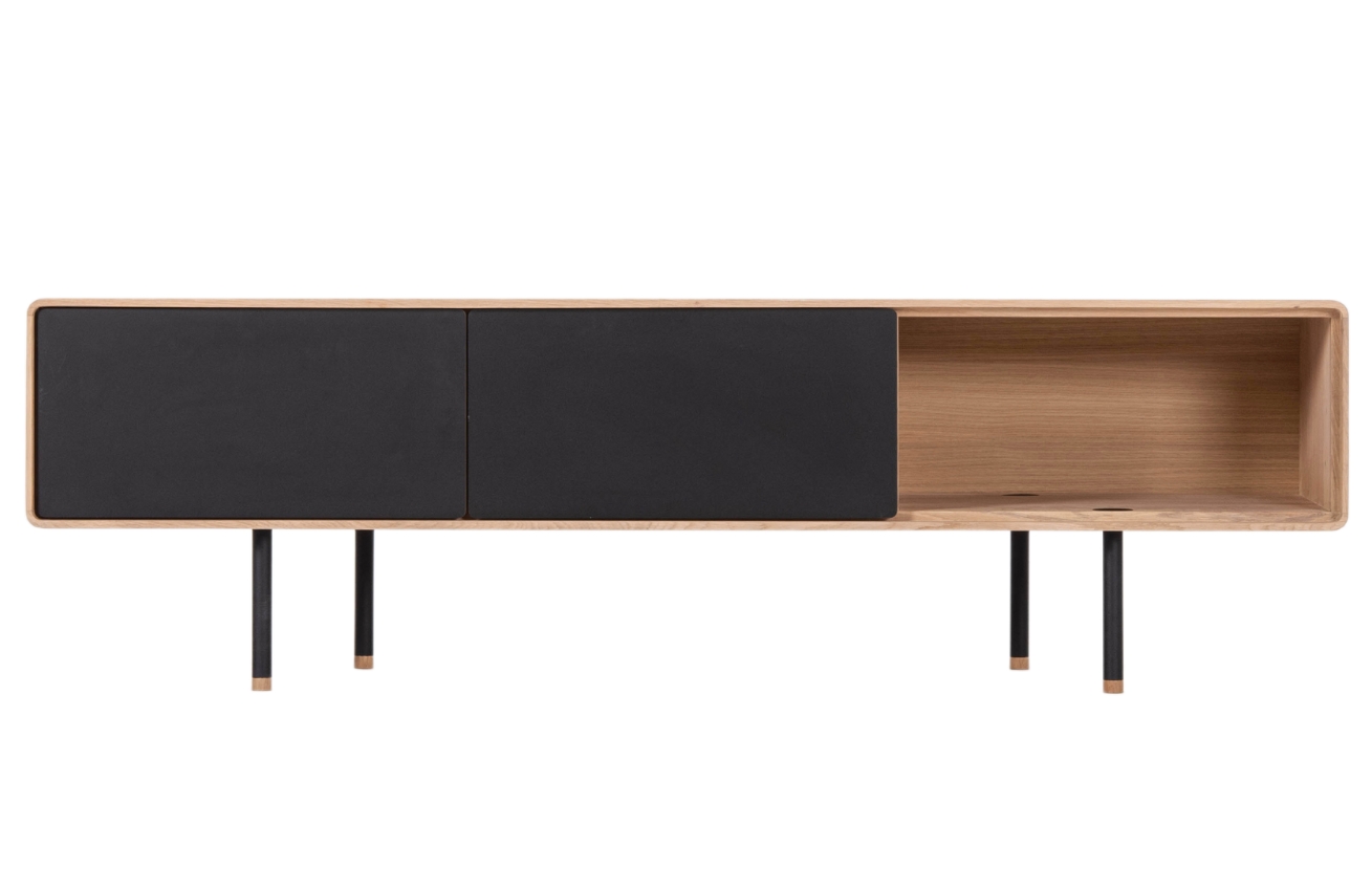 Gazzda Černý dubový TV stolek Fina 160 x 45 cm Gazzda