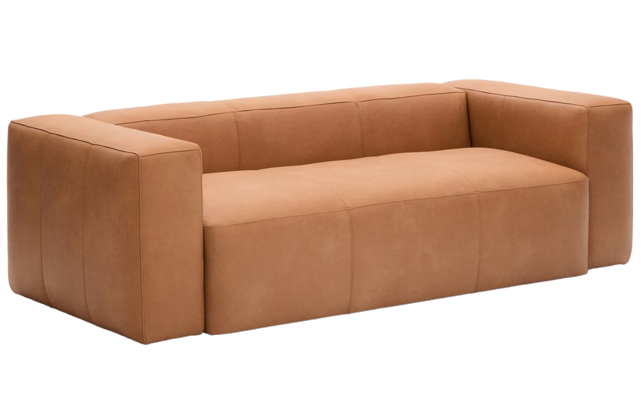 Hnědá kožená třímístná pohovka Kave Home Blok 240 cm Kave Home