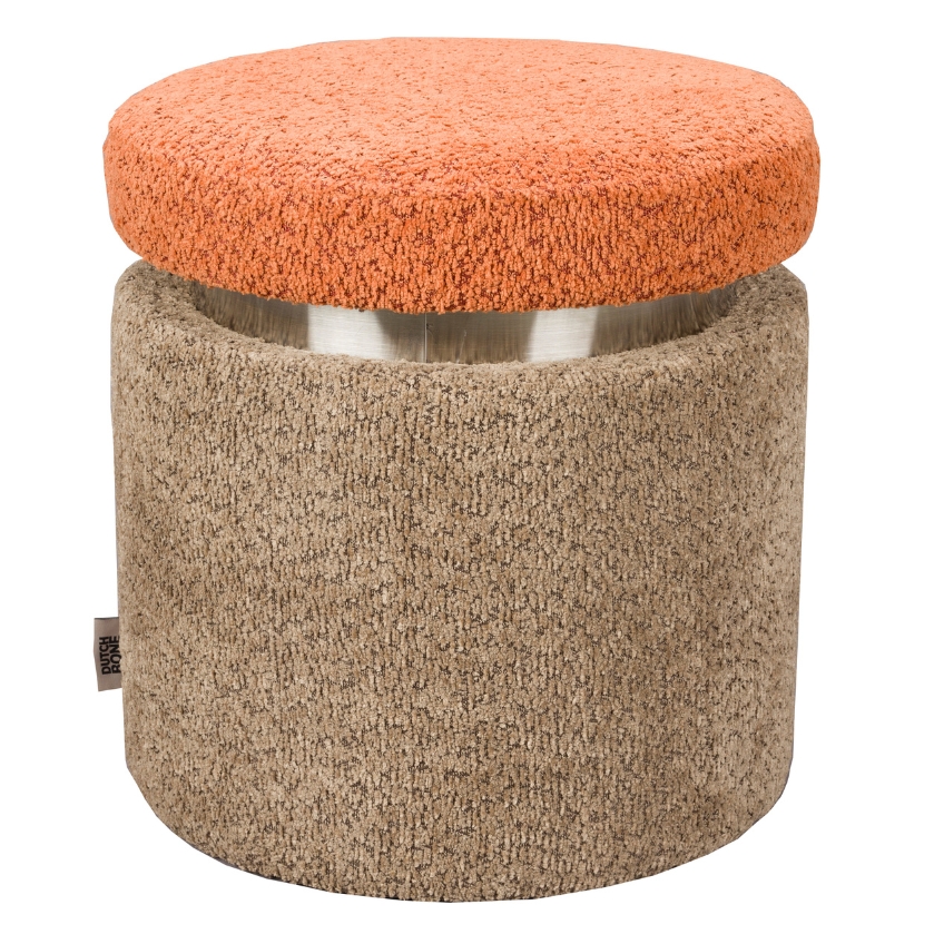 Hnědo-oranžový bouclé taburet DUTCHBONE SEN 39 cm Dutchbone