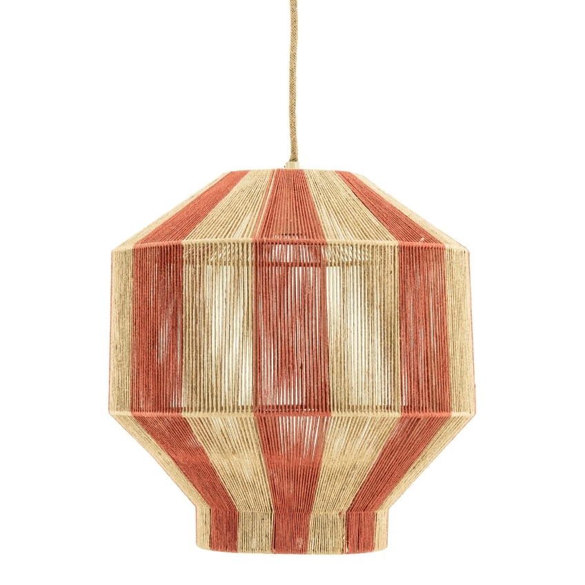 By-Boo Červeno-béžové jutové závěsné světlo Cirque 38 cm By-Boo