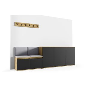 Předs&iacute;ňov&aacute; stěna AMI 35 Hněd&aacute; I Dub artisan + Čern&aacute;