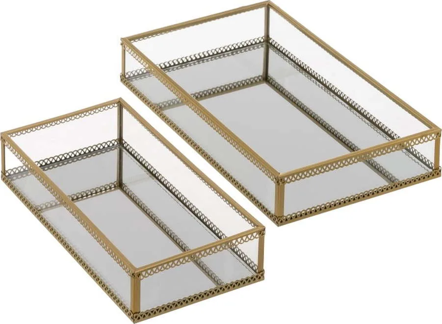 Kovové dekorační tácy v sadě 2 ks