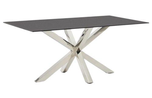 Matně černý skleněný jídelní stůl Kave Home Argo 160 x 90 cm s nerezovou podnoží Kave Home