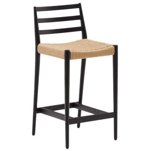 Černá dubová barová židle Kave Home Analy 70 cm s výpletem Kave Home