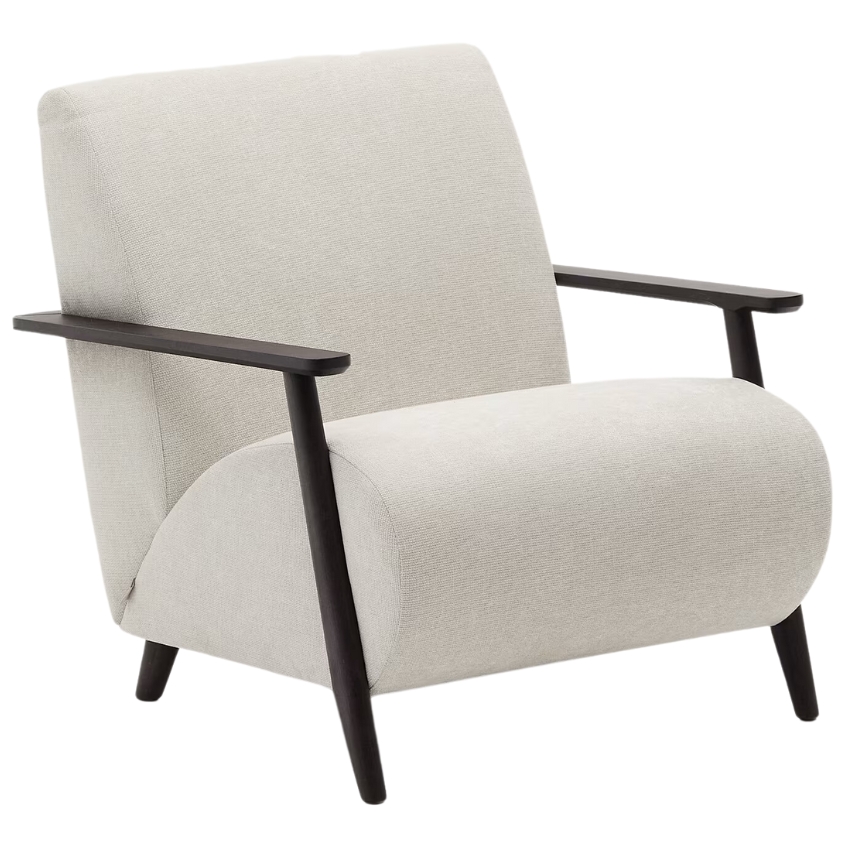 Šedé čalouněné křeslo Kave Home Meghan s tmavou podnoží Kave Home