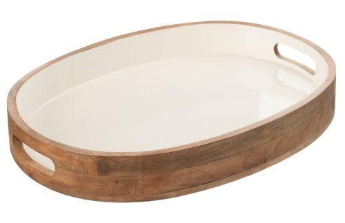 Hnědo-bílý dřevěný podnos J-line Mane 50 x 37 cm J-line