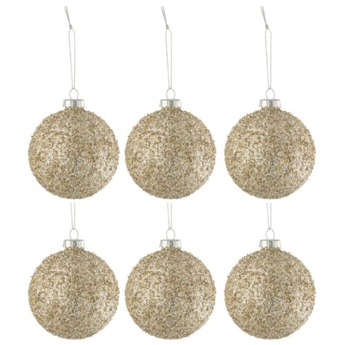 Set šesti zlatých skleněných vánočních ozdob J-line Pia 8 cm J-line