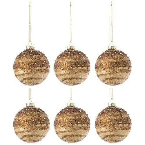 Set šesti zlatých skleněných vánočních ozdob J-line Vesu 8 cm J-line