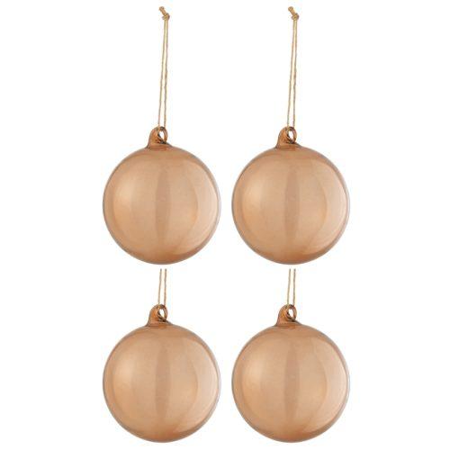 Set čtyř hnědých skleněných vánočních ozdob J-line Ivory 10 cm J-line