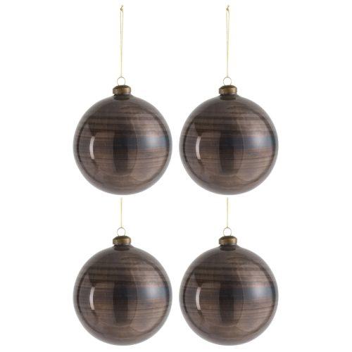 Set čtyř hnědých skleněných vánočních ozdob J-line Neptu 12 cm J-line