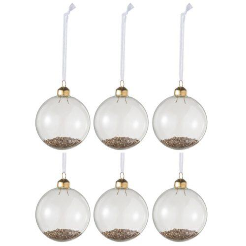 Set šesti skleněných vánočních ozdob J-line Gloss 8 cm J-line