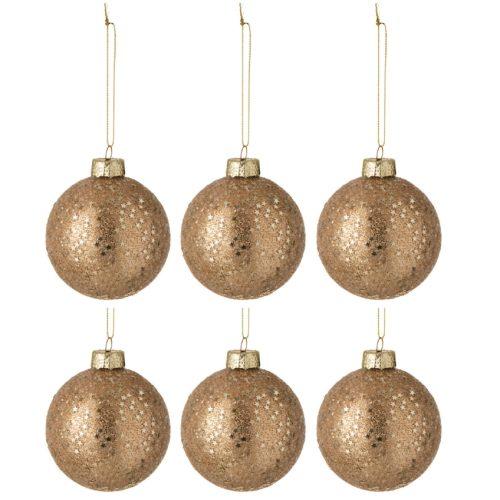 Set šesti hnědých skleněných vánočních ozdob J-line Eddy 8 cm J-line