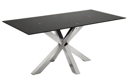 Matně černý skleněný jídelní stůl Kave Home Argo 200 x 100 cm s nerezovou podnoží Kave Home