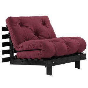 Bordově červen&eacute; rozkl&aacute;dac&iacute; křeslo Karup Design Roots s černou konstrukc&iacute; Karup Design