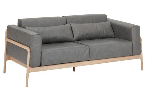 Gazzda Šedá kožená dvoumístná pohovka Fawn 180 cm Gazzda