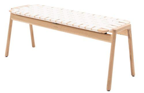Gazzda Bílá dubová lavice Klupa 120 cm s výpletem Gazzda