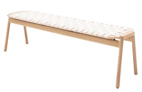 Gazzda Bílá dubová lavice Klupa 160 cm s výpletem Gazzda