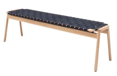 Gazzda Černá dubová lavice Klupa 160 cm s výpletem Gazzda