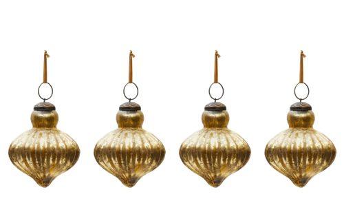 Set čtyř zlatých skleněných vánočních ozdob Kave Home Raj 8 cm Kave Home