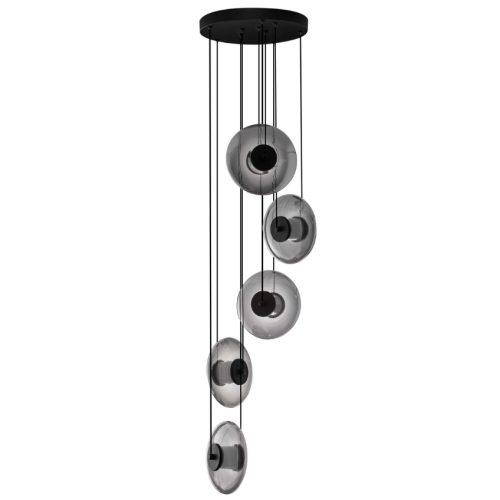 Kouřově šedé skleněné závěsné LED světlo Nova Luce Skia 40 cm Nova Luce
