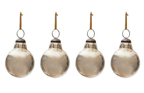 Set čtyř hnědých skleněných vánočních ozdob Kave Home Piril 6 cm Kave Home