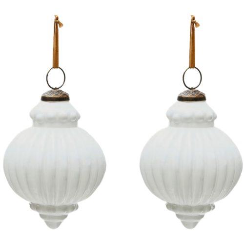 Set dvou bílých skleněných vánočních ozdob Kave Home Irlo 13 cm Kave Home