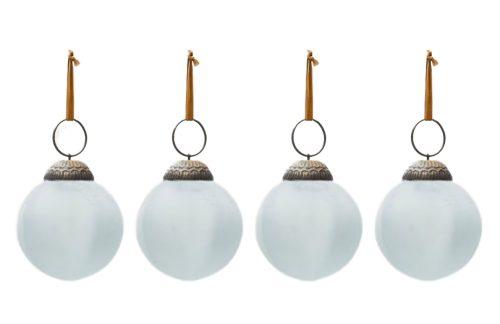 Set čtyř bílých skleněných vánočních ozdob Kave Home Talve 6 cm Kave Home