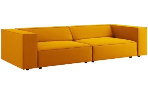 Žlutá sametová čtyřmístná pohovka Cosmopolitan Design Arendal 244 cm Cosmopolitan Design
