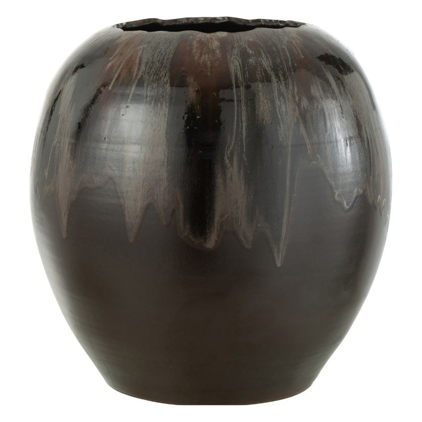 Hnědý keramický květináč J-line Potta Ø 40 cm J-line