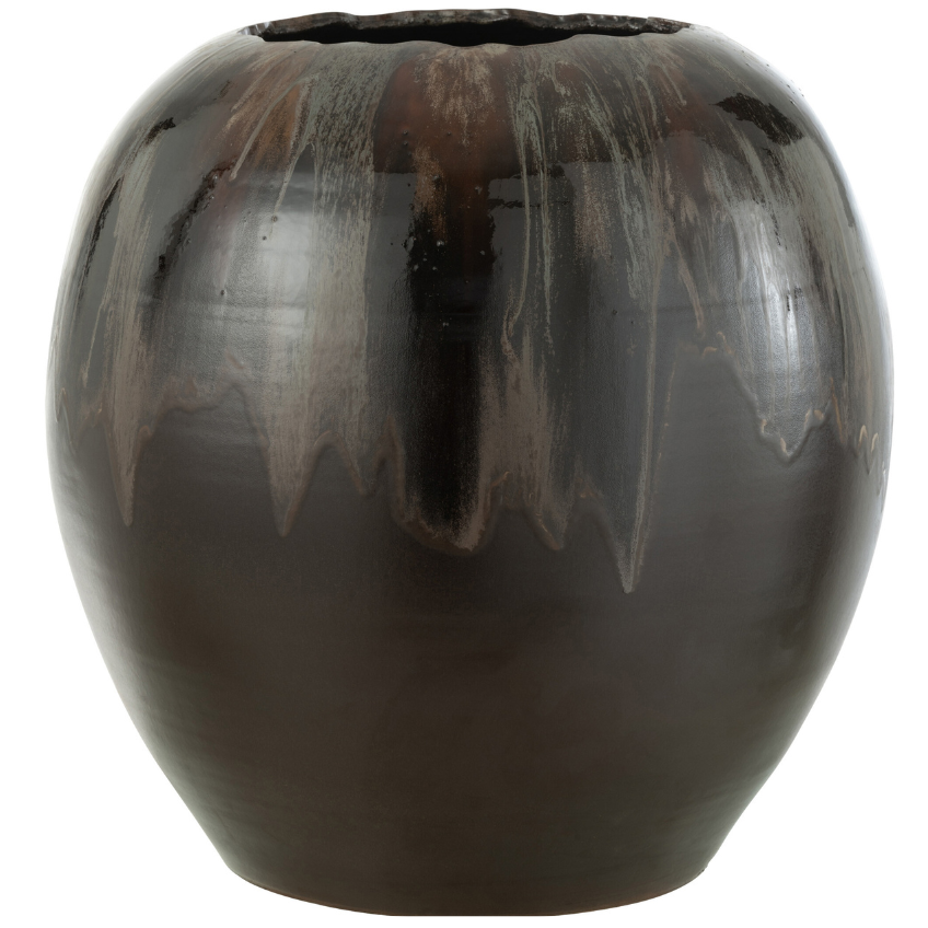 Hnědý keramický květináč J-line Potta Ø 50 cm J-line