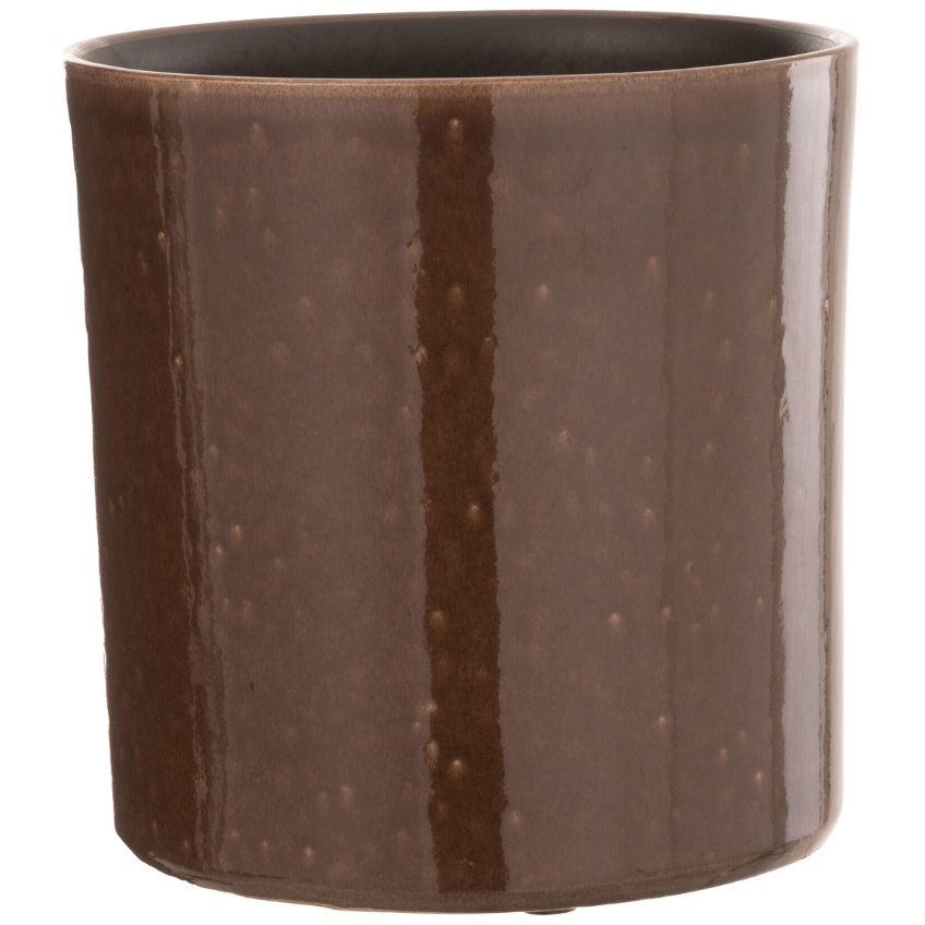 Hnědý keramický květináč J-line Bore Ø 20 cm J-line