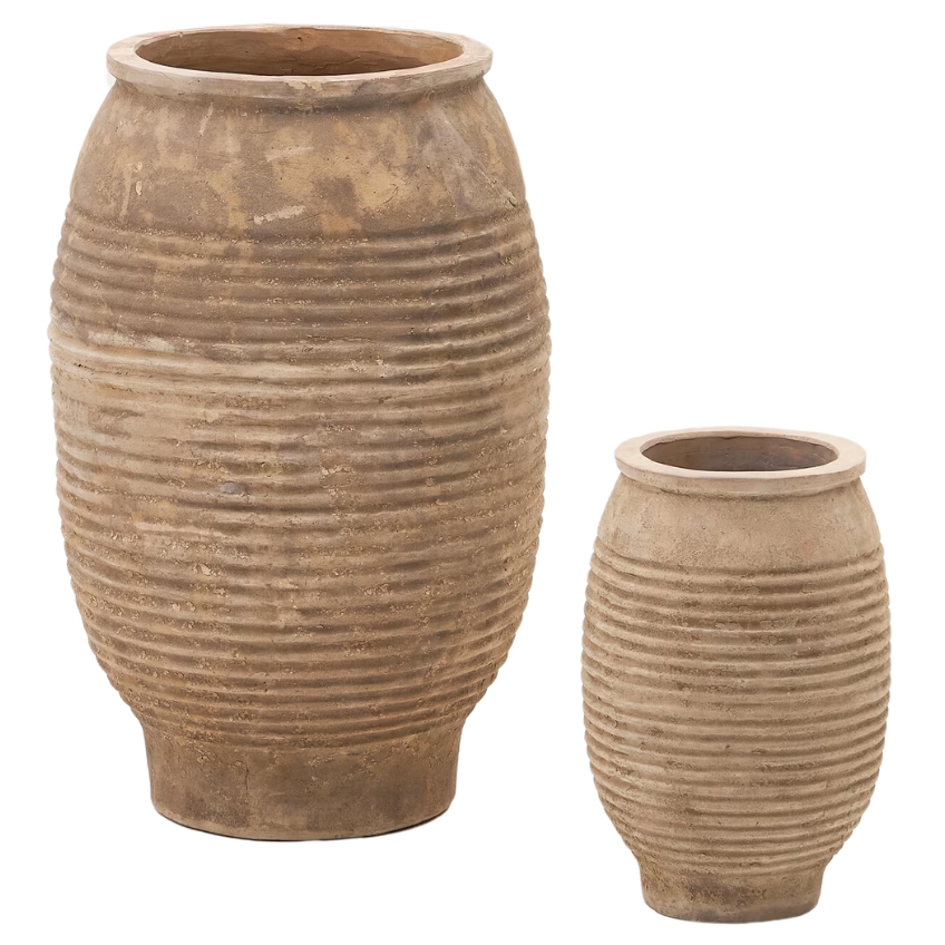 Set dvou přírodních zahradních květináčů Kave Home Llonga Ø 32/54 cm Kave Home