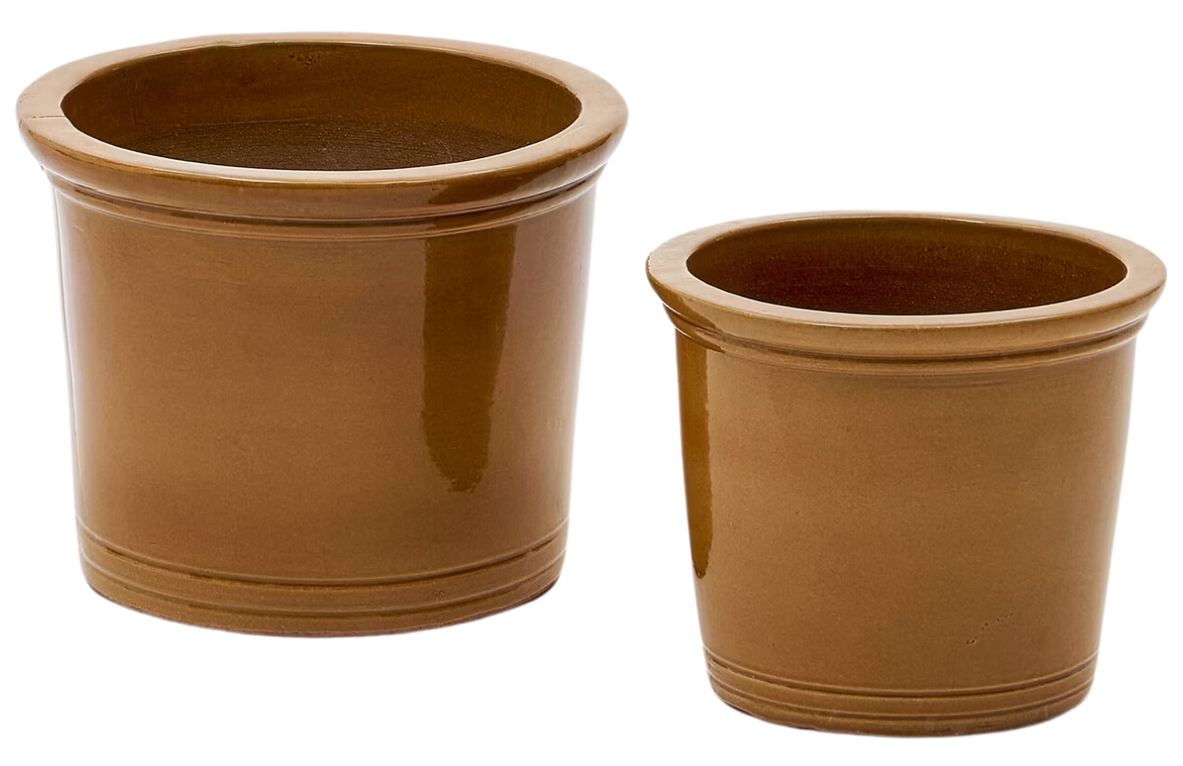 Set dvou hnědých keramických zahradních květináčů Kave Home Presili Ø 37/47 cm Kave Home