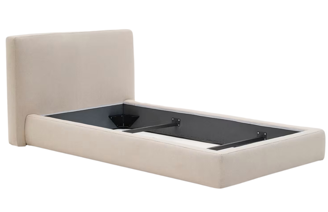 Béžová čalouněná jednolůžková postel Kave Home Blok 90 x 200 cm Kave Home